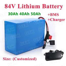 GTK High quality 84V 30Ah 40Ah 50Ah lithium ion battery pack with BMS for 2000W 1000W e-motorcycle escooter e-bike+5A Charger