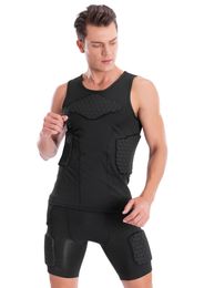 Men Honeycomb Anti-collision Vest T-shirt Short Set Quick Dry Tee Tops Trousers Apparel Sportswear For Workout Football Trainn