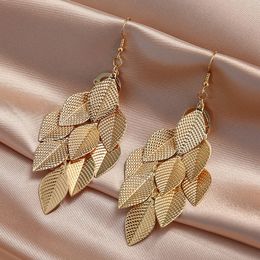 S2249 Fashion Jewellery Vintage Metal Leaves Earrings Leaf Tassels Dangle Earring
