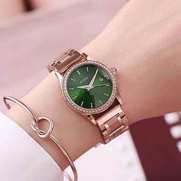 Wristwatches 2021 Guou Brand Golden Luxury Diamond Women Casual Quartz Watches Lady Wrist Watch Stainless Steel Girl Clock Relogio Feminino