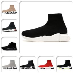 Top Fashion 2021 Graffiti Sock Shoes Women Mens Designer Sneakers Black White Beige Red Casual Trainers Lace Up Clear Sole Tripler Socks Boots Off Size 36-45 yrhdhws