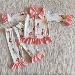 Baby Girls Princess Pink Pajamas Long Sleeves Sleepwear Kids Boutique Wholesale Night Clothes Sets Children Sale Outfits 211025