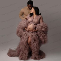 Dusty Pink Ruffles Maternity Dresses For Po Shoot High Quality Evening Gowns Robe Femme Maxi Dress Casual