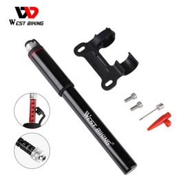 WEST BIKING Bicycle Pump Aluminum Alloy Portable Cycling Air Tyre Tire Ball Pompa Bici With Schrader Presta Bike Foot 220225