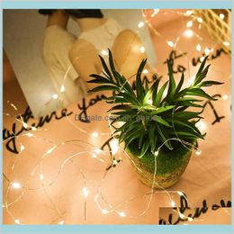 Other Decoration Accessories Kitchen Dining Bar Garden 2M 20 Leds Christmas String Colorful Led Copper Wire Fairy Lights For Festival