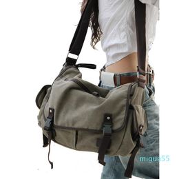 Cross Body Large Capacity Vintage Canvas Messenger Bags For Women Laptop Shoulder School Ladys Travel Casual Tote