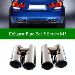 2 Pieces Double Tubes Exhaust Tailtip Pipe For BMW 5 Series Update M5 Stainless Steel Muffler Exhausts System 2014-2018