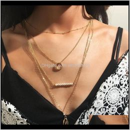 & Pendants Jewellery Drop Delivery 2021 Gold Colour Multilayer Chain Metal Seashell Choker Necklaces For Women Trendy Statement Pendant Necklace