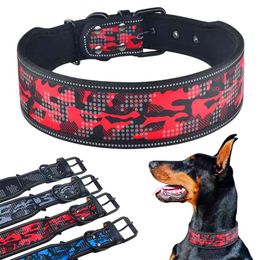 Reflective Dog Collars Camouflage Nylon S-M-L Customized Dog Collar Padded Dog Collar Accessories Fancy Pet Collar Wide Body 210729