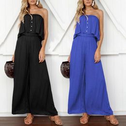 Women's Jumpsuits & Rompers Flared Pants With A Shoulder Wrapped Chest High Waist Loose Jumpsuit Off The Long