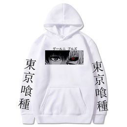 Tokyo Ghoul Anime Kaneki Ken Cool Eyes Hoodie Men Women Creative Fashion Casual Pullover Spring Street Clothing Hoodies Tops Y0802 Y0809