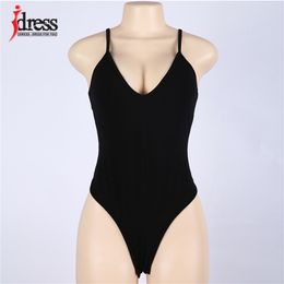 IDress Sexy Black Fitness Bodysuit Women Sleeveless Solid Bodycon Body Rompers Club Jumpsuit Slim Overalls Bodysuits 210720