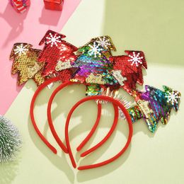 Creative Cute Christmas Tree Antlers Design Hair Hoop Christmas Theme Sequin Headband Women Xmas Party Hair Jewellery Accessories