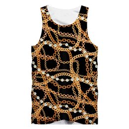 IFPD EU Size Baroque Court Style Vest Men's 3d Print Crown Golden Chain Luxury Sleeveless Tank Tops Men Women Plus 6XL