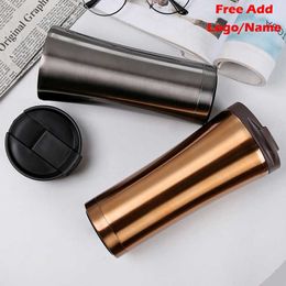 Free Customize Name Double Wall Stainless Steel Vacuum Flasks Car Thermo Cup Coffee Tea Travel Mug Thermol Bottle Thermocup 210615