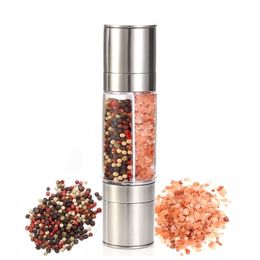 Pepper Grinder 2 in 1 with a brush, Stainless Steel Manual Salt Mill Grinder, Seasoning Grinding for Cooking Restaurants 220311