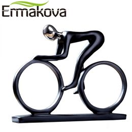 ERMAKOVA Modern Abstract Resin Bicycler Cyclist Statue Bicycle Rider Bike Racer Figurine Office Living Room Decor 211108