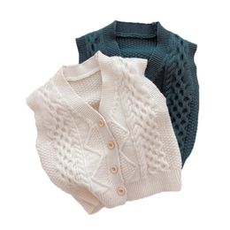 Baby Boy Sweater Girl Sleeveless V-neck Knit Sweater Vest Children Spring Autumn Clothes Kid Knitted Vest Sweater Waistcoat 210413