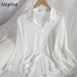 Neploe Turn Down Collar Long Sleeve Single Breast Blouse Women Spring Summer Outwear Multicolor Blusas Ol Shirt Femme 210510