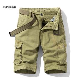 Men Summer Tactical Cotton Cargo Shorts Fashion Casual Multi-Pocket Loose Military Uniform Pants 210713