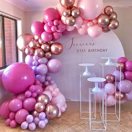 115/127pcs Rose Gold/Pink Balloon Burgundy Wine Red Garland Balloons Arch Kit Wedding Decoration Happy Birthday Party Ballons