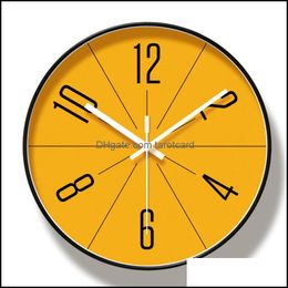 Wall Clocks Home Décor & Garden Round Creative Mute Modern Design Large Clock 10 Inch For Kitchen Living Room Decor Battery Operated Silent
