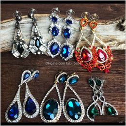 Charm Earrings Jewelry Delivery 2021 Colorful Crystal Stone Big Drop Eardrop Dress Party Accessories Light Luxury Court Earring Qpsjf