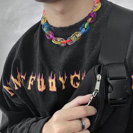HIP Candy Colour Rainbow Acrylic Chain Choker Necklace For Women Transparent 45cm