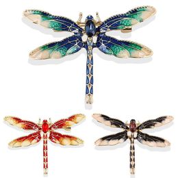 Pins, Brooches 1PC Fashion Lovely Rhinestone Dragonfly Insect Brooch Lapel Pin Scarf Buckle Women Gift High Quality