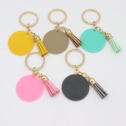 Foreign trade simple fashion Personalised acrylic keychain Korean version of velvet tassel pendant key ring multi-color optional