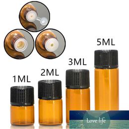 50Pcs 3ml/5ml Glass Amber Small Essential oil Aromatherapy Bottles Brown Samples Trial Vials Travel Refillable Containers