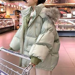 Aelegantmis Thicken Warm Women's Winter Jackets Harajuku Oversized Hooded Overcoat Woman Parkas Bread Coat Ladies Cotton Outwear 210607