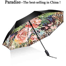 Fashion Automatic Umbrella For Women Flower Gentle 3Fold Anti-uv Windproof Fully Auto Rain High Quality Strong Female Umbrellas 210721