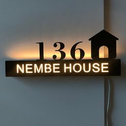 Illuminated Address Sign Plaque House Numbers LED Lighted - Laser Engraved On Acrylic Other Door Hardware