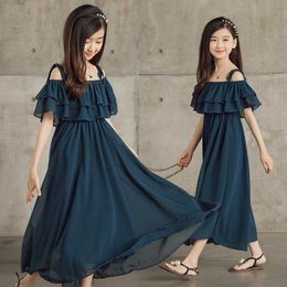 Kids Dresses for Girls Clothes 2021 Summer Evening Party Sling Long Dress Children Princess Dress Kids Outfits 10 12 14 Years Q0716