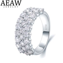 AEAW Luxury Center 2.8ctw DF Color VVS Engagement Band for Men Solid White Gold Plated S925 Ring or s925 silver ring 211217