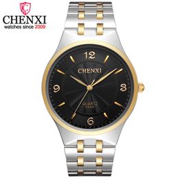 Chenxi Brand Top Luxury Simple Fashion Casual Business Watch Men Gold&sier Waterproof Quartz Male Wristwatch Relogio Masculino Q0524