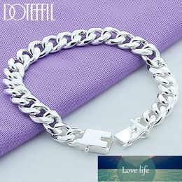 DOTEFFIL 925 Sterling Silver 10mm Square Buckle Bracelet Chain Women Fashion Men Domineering Jewelry Factory price expert design Quality Latest Style Original