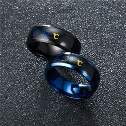 Stainless Steel Mood Ring band Figure Measuring Changing Temperature Sensing ringsfor women men Fashion Jewellery Will and sandy Gold Black blue