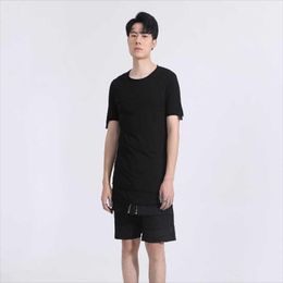 Men's T-Shirts Short Sleeve T-Shirt Summer Solid Colour Round Collar Comfortable Soft Mid Length False Two Design