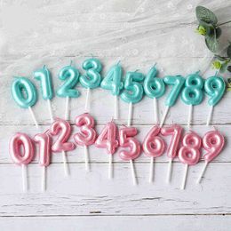 Blue/pink 0-9 Number Uninflated Candles Cupcake Topper Birthday Number Candle Party Supplies Cake Decorations