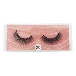 Handmade Reusable False Eyelashes Extension Naural Long 3D Fake Lashes Makeup For Eyes Full Strip Black Cotton Stalk Pink Background 10 Models Available