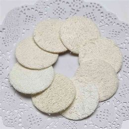 50pcs 5.5 cm Natural Round Loofah Luffa Loofa Makeup Remover Complexion Skin Disc Disk Pads Face Cleaning Brush Baby Care 210724