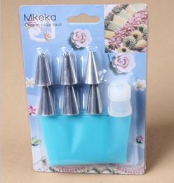2021 New Arrive Silicone Icing Piping Cream Pastry Bag + 6xStainless Steel Nozzle Set DIY Cake Decorating Tips Set