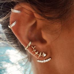 minimalist earring set Canada - Vintage Trend Punk Crystal Small Round Circle Fish Bone Hoop Earring Set For Women Fashion Charm Minimalist Jewelry Gift & Huggie