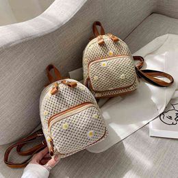 Fashion Straw Women's Backpack Bohemian Weave Printed Travel Bag College Student School Bag Y1105