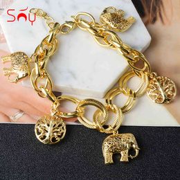 Sunny Jewelry Modische goldene Charm-Armbänder für Damen, Handketten, Gliederkette, Kugelarmband, hochwertige Partygeschenke