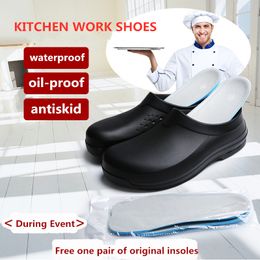 New Arrivals Kitchen Work Shoes Antiskid Waterproof Oil-Proof Cook Chef Shoes Slip-On Resistant Safety Shoes Clogs Size 36-45