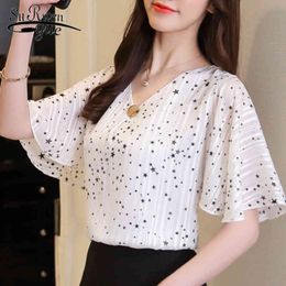 blusas mujer de moda Flare Sleeve feminine tops 4XL women ans blouses womens and Print star D644 30 210427