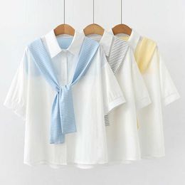 Fashion Button Up Satin Silk Shirt Vintage Blouse Women White Lady short Sleeves Female Loose Street Harajuku Shirts 210604